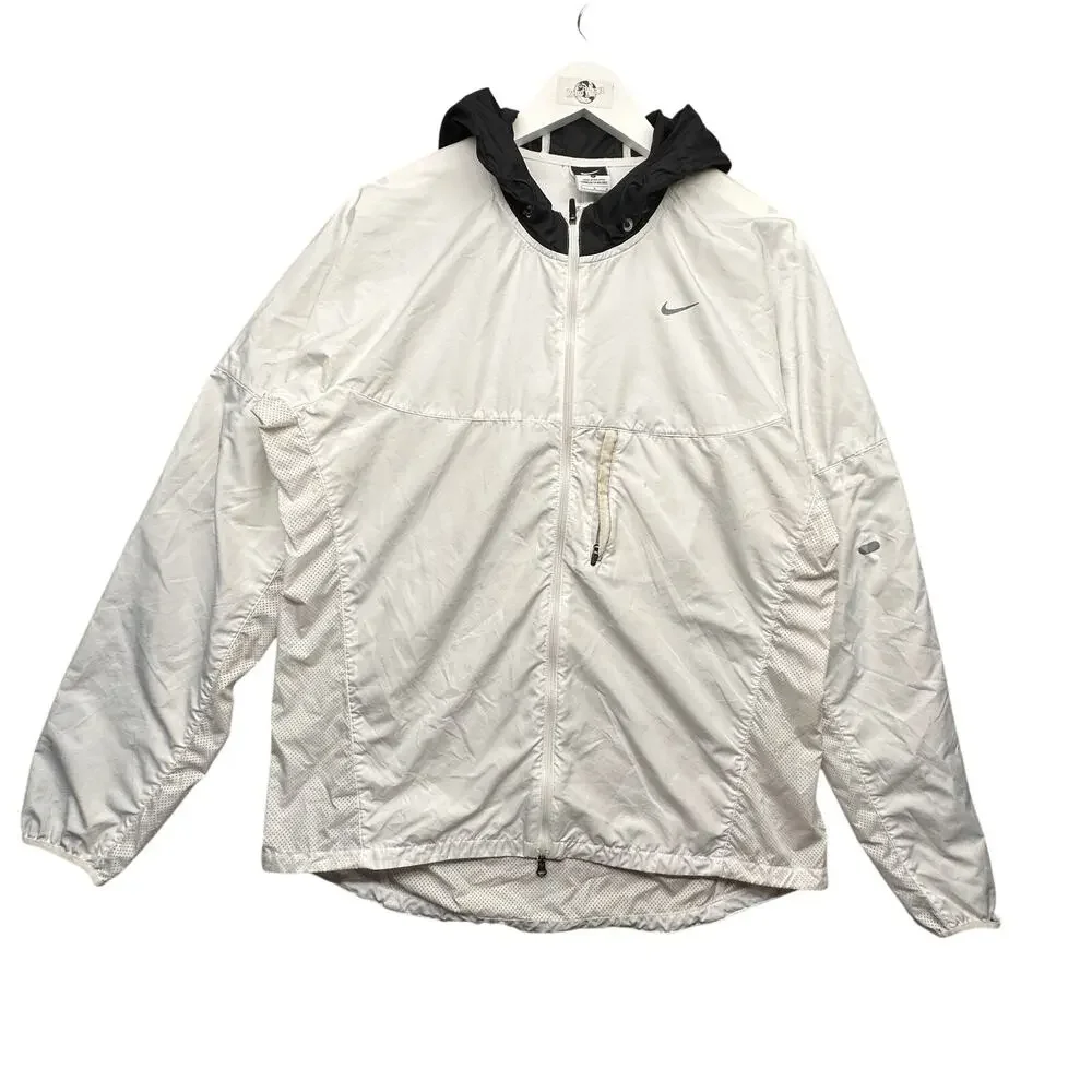 Nike Windbreaker Hooded Black White Full Zip Mesh Lined Jacket Large